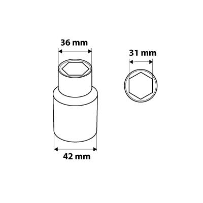 Dugókulcs 31mm, 1/2'', hatlapú (08-431)