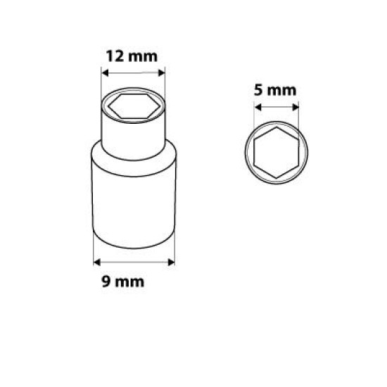 Dugókulcs 5mm, 1/4'', hatlapú (08-444)