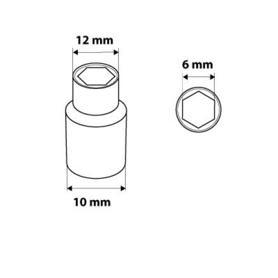 Dugókulcs 6mm, 1/4'', hatlapú (08-446)