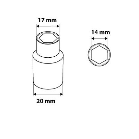 Dugókulcs 14mm, 1/4'', hatlapú (08-454)