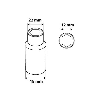 Dugókulcs 12mm, 1/2'', hosszú hatlapú (08-462)