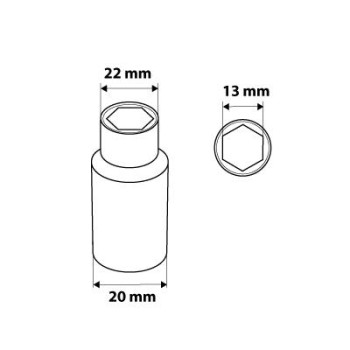 Dugókulcs 13mm, 1/2'', hosszú hatlapú (08-463)