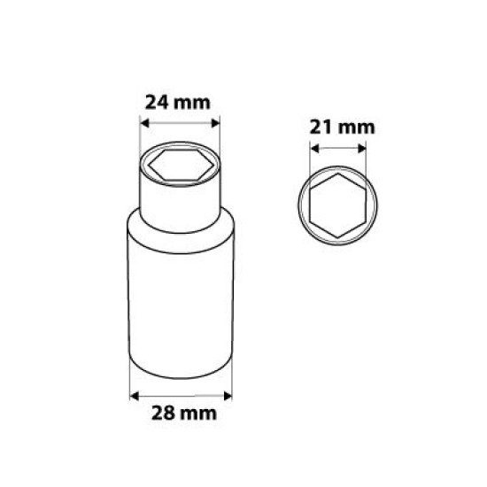 Dugókulcs 21mm, 1/2'', hosszú hatlapú (08-471)