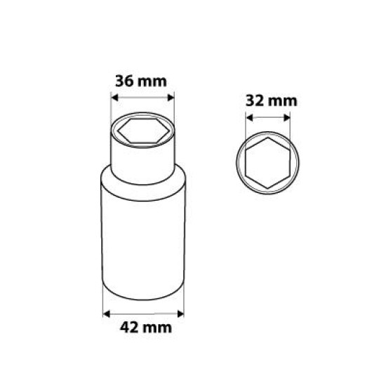 Dugókulcs 32mm, 1/2'', hosszú hatlapú (08-482)