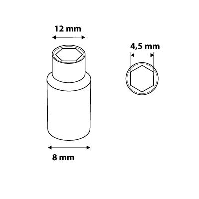 Dugókulcs 4.5mm, 1/4'', hosszú hatlapú (08-488) Dugókulcs 4.5mm, 1/4'', hosszú hatlapú (08-488)