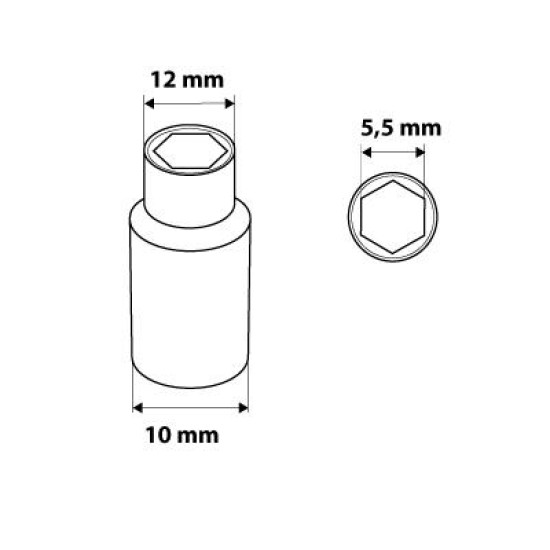 Dugókulcs 5.5mm, 1/4'', hosszú hatlapú (08-490)