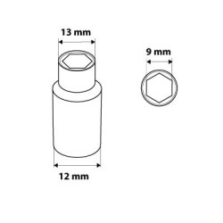 Dugókulcs 9mm, 1/4'', hosszú hatlapú (08-494) Dugókulcs 9mm, 1/4'', hosszú hatlapú (08-494)