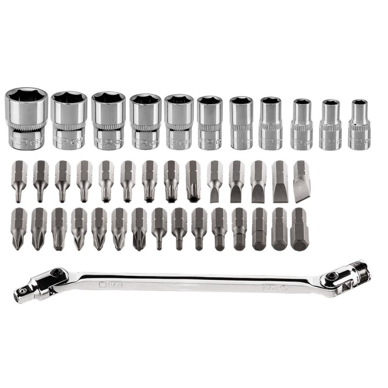 Dugókulcskészlet + bitkészlet 1/4'', 41db (08-603)