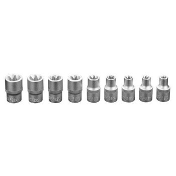 Torxkulcs készlet 9db, 1/2'', E10 - E25 (08-649)