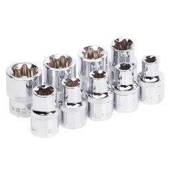 Torxkulcs készlet 9db, 1/2'', E10 - E25 (08-649)