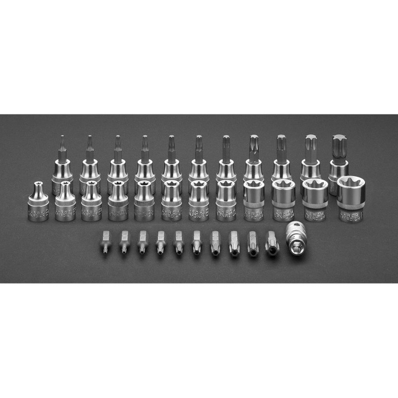 Torxbit és kulcskészlet 3/8'', 34db (08-711)