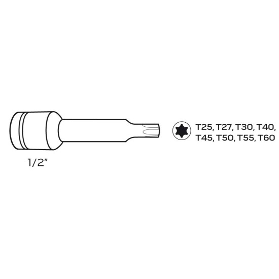 Torxbit készlet gépi, 1/2'', 8db (08-712)