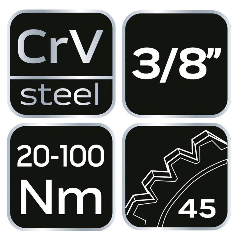 Nyomatékkulcs 3/8''x420mm, 20-100NM (08-824)