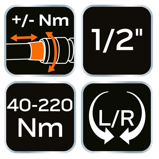 Nyomatékkulcs ''double - click'', 1/2'', 40-220Nm (08-835)