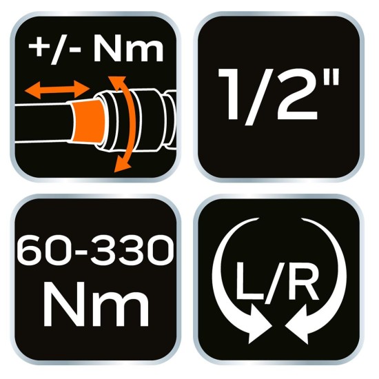 Nyomatékkulcs ''double - click'', 1/2'', 60-330Nm (08-837)