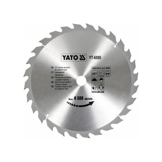 YATO Fűrésztárcsa fához 350 x 30 x 2,5 mm / 28T (YT-6080)