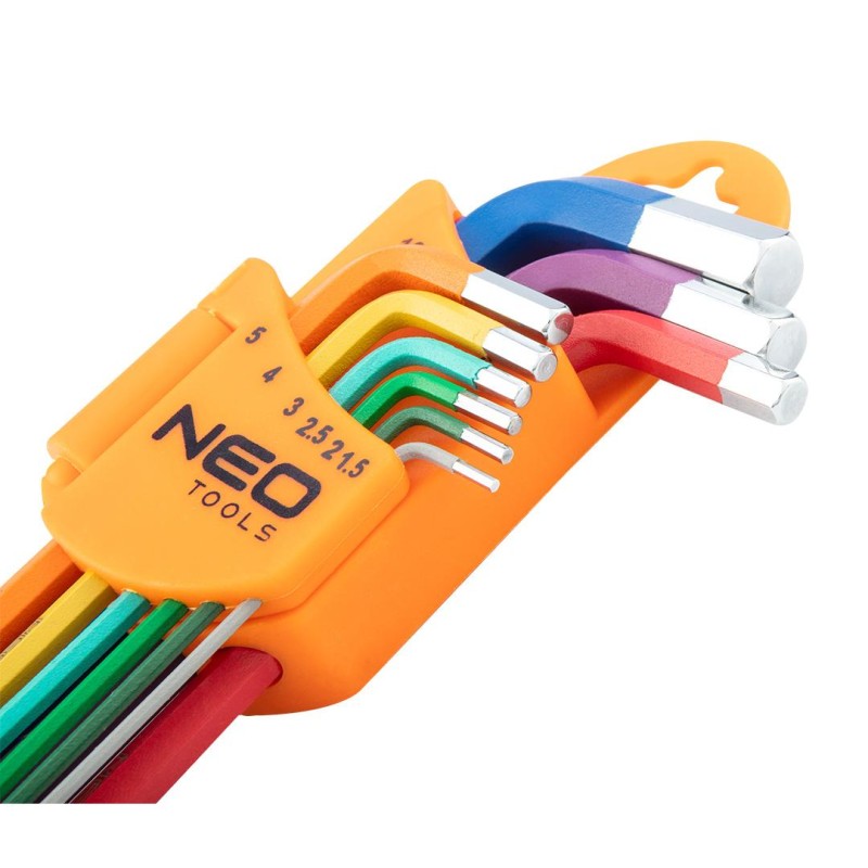 Imbuszkulcs készlet 9db hosszú 1.5-10mm, színes (09-512)