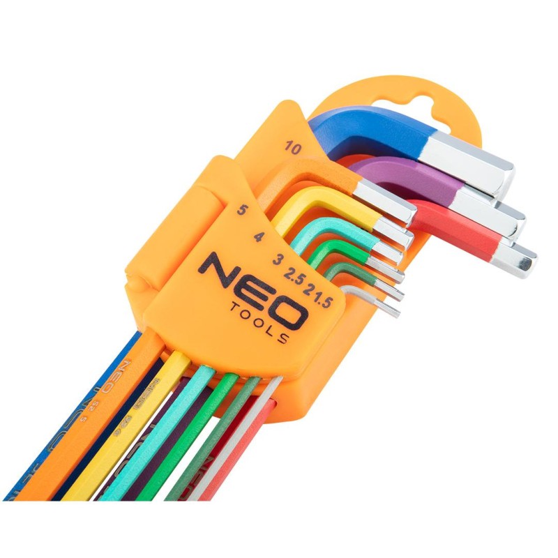 Imbuszkulcs készlet 9db hosszú 1.5-10mm, színes (09-512)