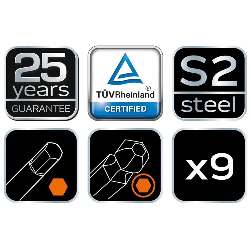 Imbuszkulcs készlet 9db hosszú 1.5-10mm, színes (09-512)