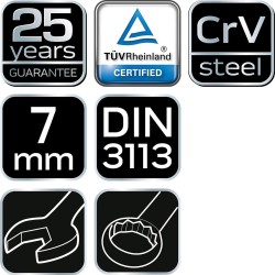 Csillag-villáskulcs 7x110mm, CrV, DIN3113 (09-707) Csillag-villáskulcs 7x110mm, CrV, DIN3113 (09-707)