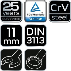 Csillag-villáskulcs 11x150mm, CrV, DIN3113 (09-711)