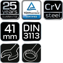 Csillag-villáskulcs 41x460mm CrV, DIN 3113 (09-741) Csillag-villáskulcs 41x460mm CrV, DIN 3113 (09-741)