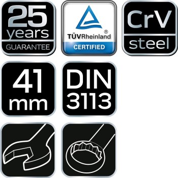 Csillag-villáskulcs 41x460mm CrV, DIN 3113 (09-741)
