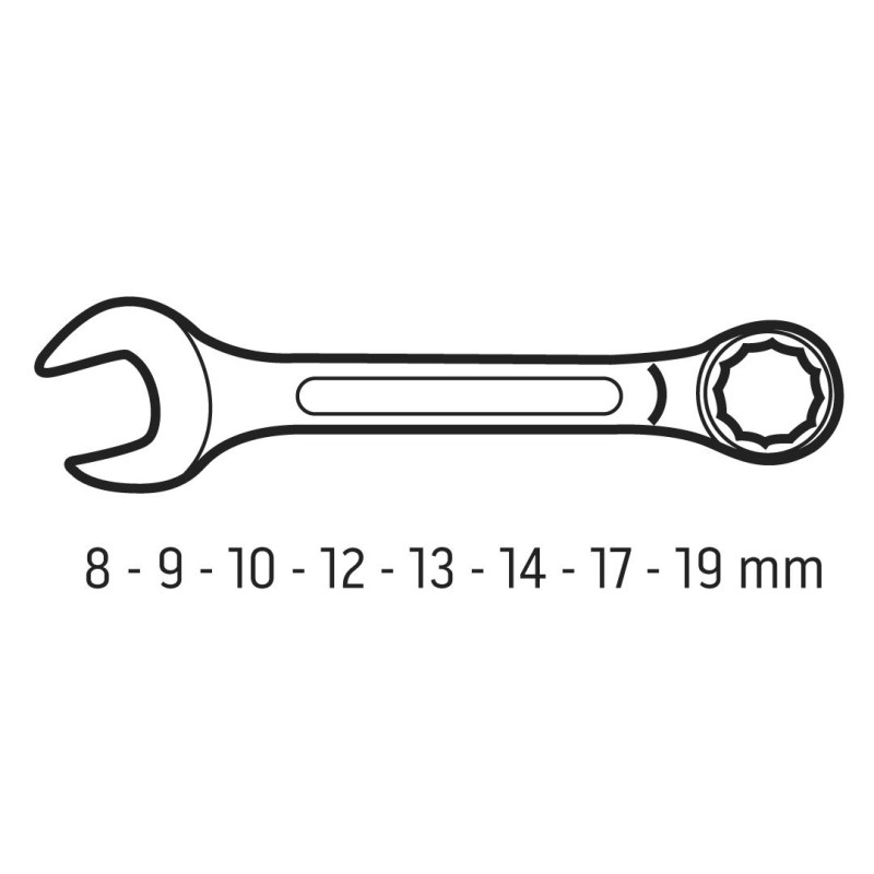 Csillag-villáskulcs készlet, rövid, 8-19mm, 8db (09-791)