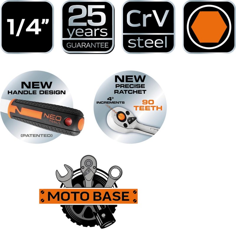 Dugókulcskészlet 1/4'', 46db (10-004)