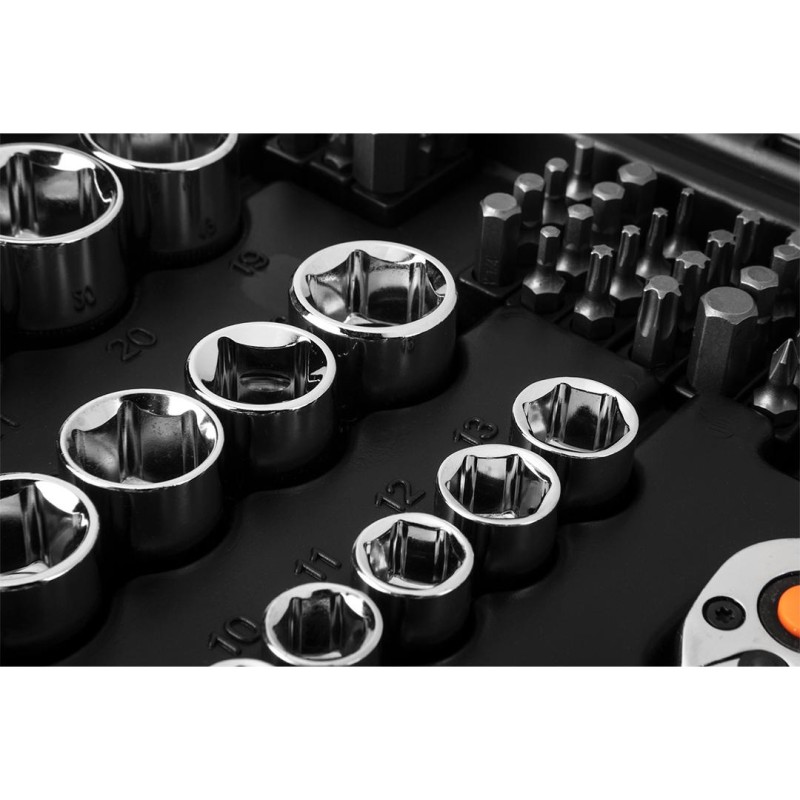 Dugókulcskészlet + bitkészlet 1/2'', 1/4'', 73db (10-054)