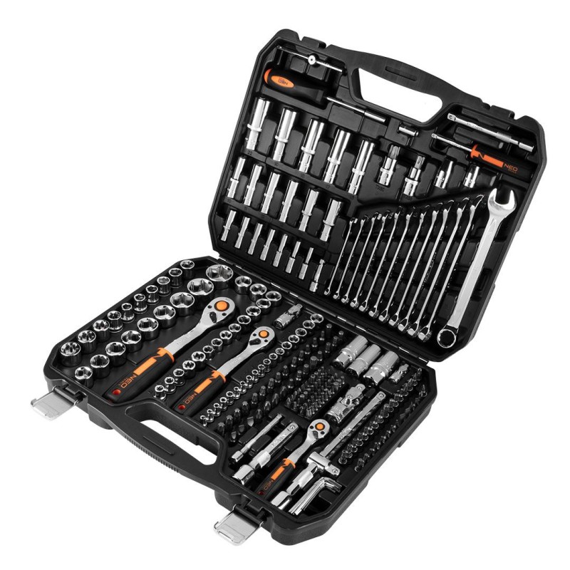 Dugókulcskészlet + szerszámkészlet 1/4'', 3/8'', 1/2'', 219db (10-076)