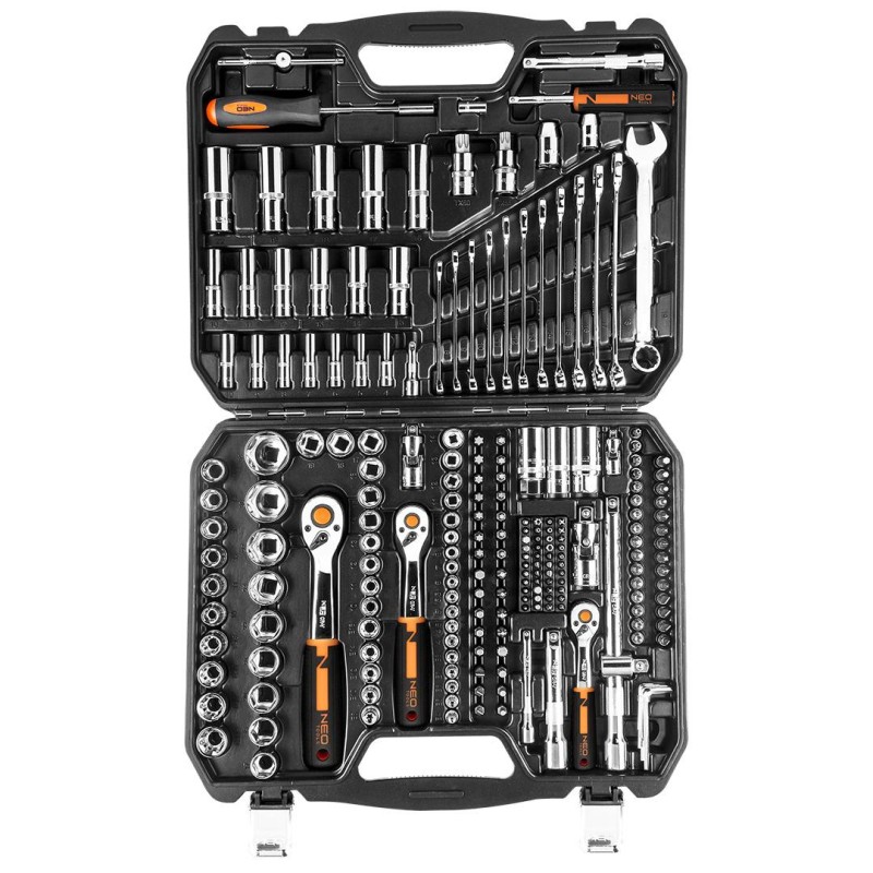 Dugókulcskészlet + szerszámkészlet 1/4'', 3/8'', 1/2'', 219db (10-076)