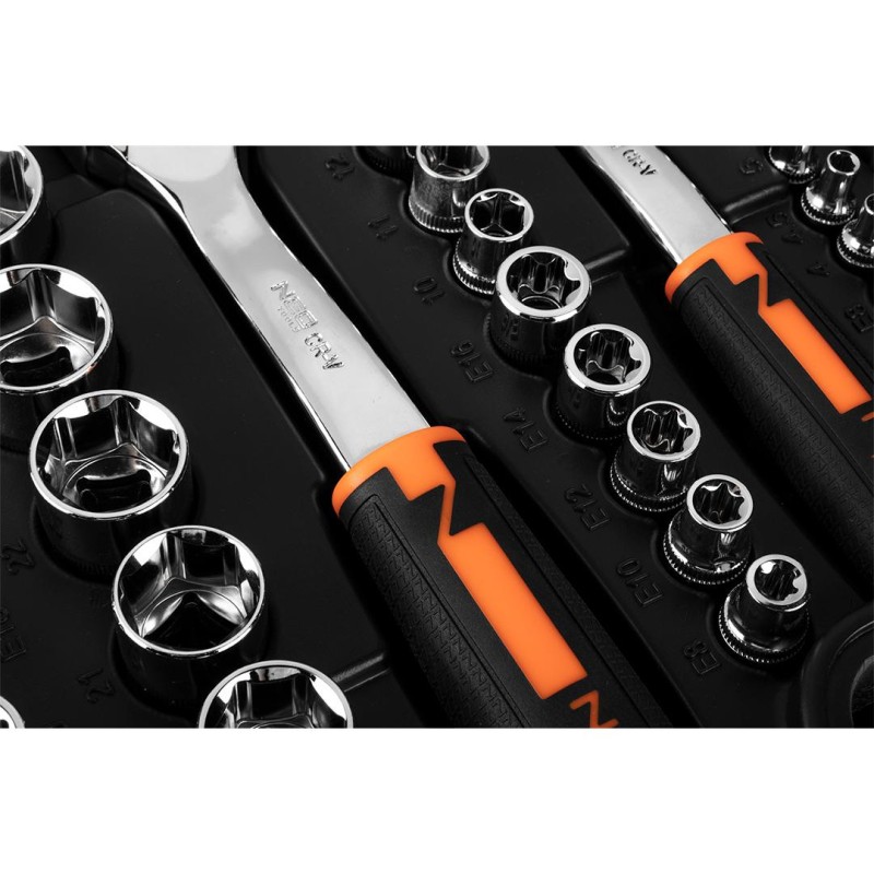 Dugókulcskészlet + szerszámkészlet 1/4'', 3/8'', 1/2'', 219db (10-076)