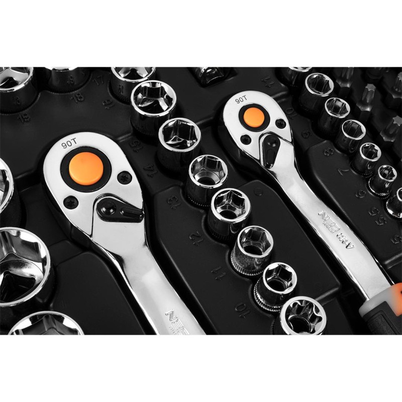 Dugókulcskészlet + szerszámkészlet 1/4'', 3/8'', 1/2'', 219db (10-076)