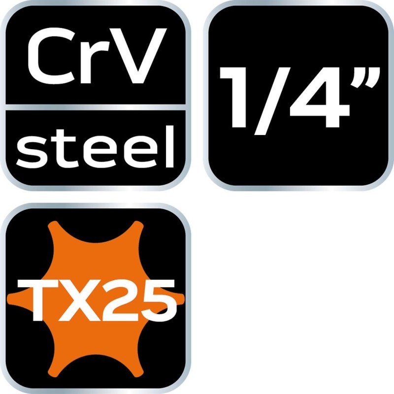 Torx dugókulcs 1/4'' 37mm TX25 (10-325) Torx dugókulcs 1/4'' 37mm TX25 (10-325)