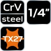 Torx dugókulcs 1/4'' 87mm TX27 (10-344)