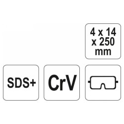 YATO Hegyes vésőszár 250 mm SDS-Plus (YT-4720) YATO Hegyes vésőszár 250 mm SDS-Plus (YT-4720)