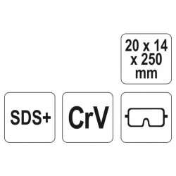 YATO Lapos vésőszár 20 x 250 mm SDS-Plus (YT-4721)