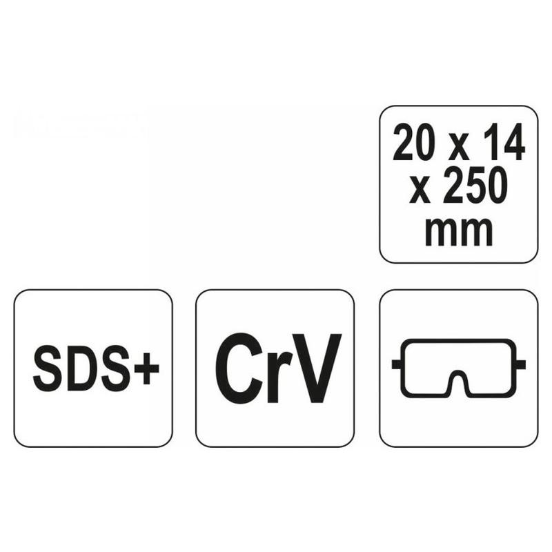 YATO Lapos vésőszár 20 x 250 mm SDS-Plus (YT-4721)