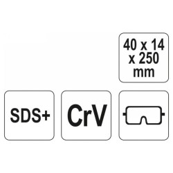 YATO Széles vésőszár 40 x 250 mm SDS-Plus (YT-4723)
