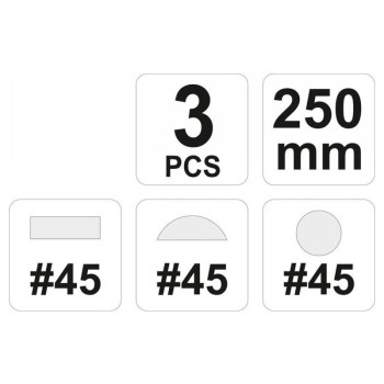 YATO Ráspoly készlet 3 részes 250 mm / # 45 durva (YT-6222)