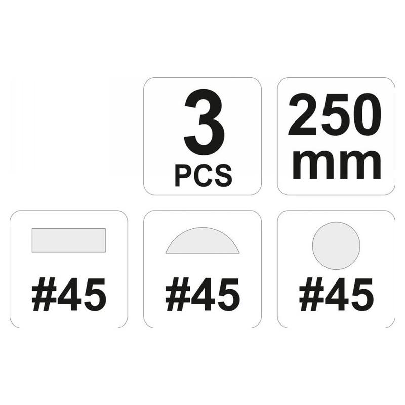 YATO Ráspoly készlet 3 részes 250 mm / # 45 durva (YT-6222)