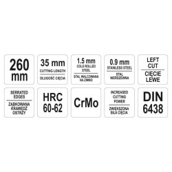YATO Lemezvágó olló 260 mm balos CrMo (YT-1910) YATO Lemezvágó olló 260 mm balos CrMo (YT-1910)