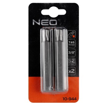 Torx bit, 3/8'', T45x75mm, S2, 2db (10-944)