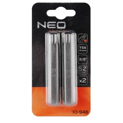 Torx bit, 3/8'', T55x75mm, S2, 2db (10-948) Torx bit, 3/8'', T55x75mm, S2, 2db (10-948)