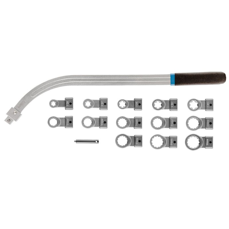 Feszítőgörgő kulcs cserélhető fejekkel, 15db (11-169)