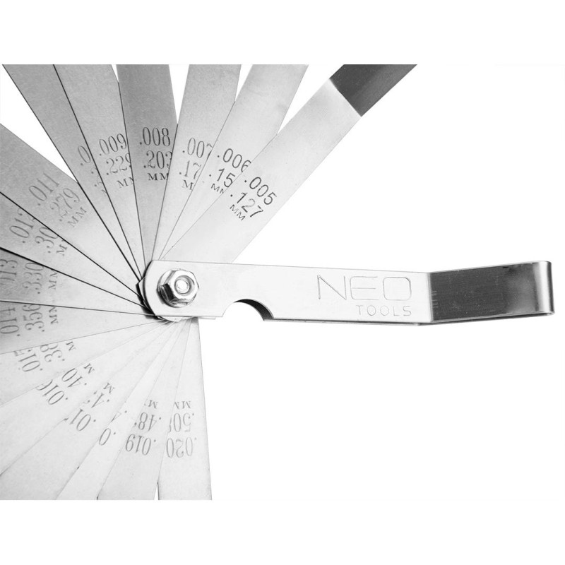 Hézagmérő készlet 16db bent (0.127 - 0.508mm) 65MN/rozsdamentes acél 16db, hajlított (11-192)