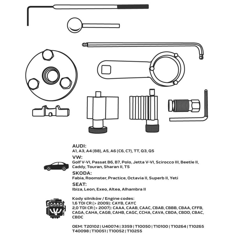 Vezérműtengely blokkoló készlet, VAG dízelmotorokhoz, 7db (11-302) Vezérműtengely blokkoló készlet, VAG dízelmotorokhoz, 7db (11-302)