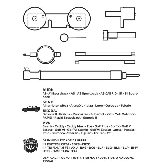 Vezérműtengely blokkoló készlet, VAG benzinmotorokhoz (11-307)