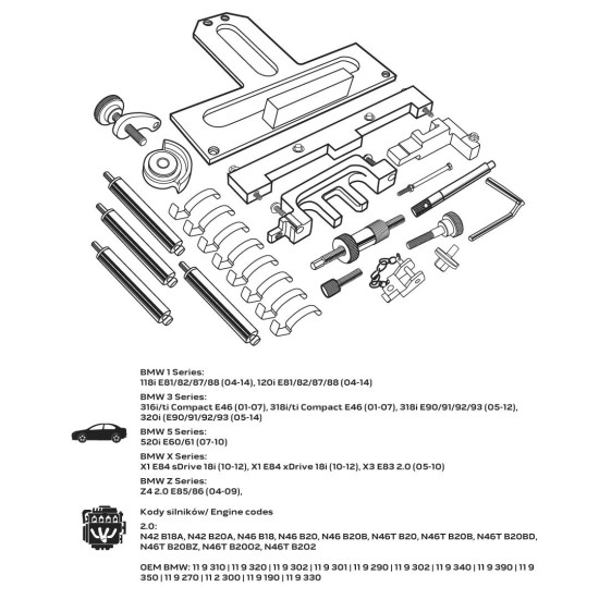 Vezérműtengely blokkoló készlet, BMW benzinmotorokhoz (11-313)